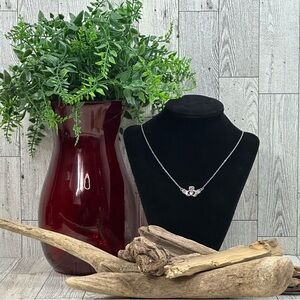 Silver Tone Claddagh Necklace With Black Antiquing